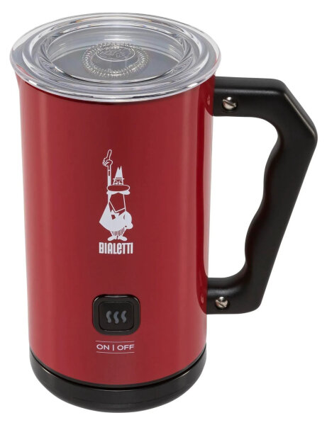 Bialetti MKF02 Perfetto Crema Milchaufschäumer, 300 ml, rot, Cappuccinatore, Premium-Qualität, Ein-/Ausschalter
