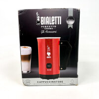Bialetti MKF02 Perfetto Crema Milchaufschäumer, 300 ml, rot, Cappuccinatore, Premium-Qualität, Ein-/Ausschalter