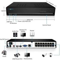 Reolink RLN16-410 NVR, Netzwerk-Videorekorder, 16 Kanäle, 4K-Unterstützung, inkl. Netzteil, Maus, Kabel, Schwarz