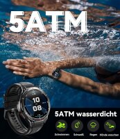 OUKITEL BT12 Smartwatch, 1,43" AMOLED, 36 GB Speicher, Android 15, 341x341 Pixel, 5G, Nano-SIM, Bluetooth, USB-C, 480 mAh, wasserdicht, Schwarz