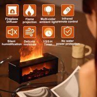 Kaminflammen-Aroma-Diffusor, 5V/2A, ≥10W, 261x101x97mm, Timer (1/3/5 Std.), schwarz, stimmungsvolles Flammendesign