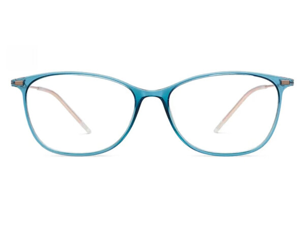 Etnia Barcelona 9 TILE 53O, full-rim glasses, 53 mm lens width, turquoise blue frame, rose gold temples, clear lenses, unisex