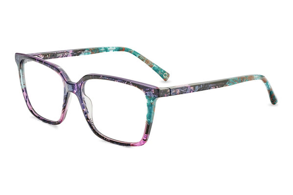 Etnia Barcelona 5 Gera PUTQ, full-rim glasses, 55 mm lens width, purple-turquoise patterned, clear demo lenses, unisex