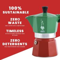 Bialetti Moka Express 6-cup espresso maker, 270 ml, aluminum, tricolor, classic design