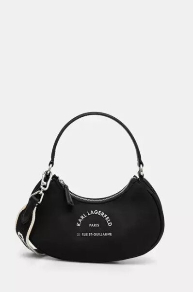 Karl Lagerfeld A2W30086 Shoulder Bag, black, Paris logo, recycled nylon, one size, metal details