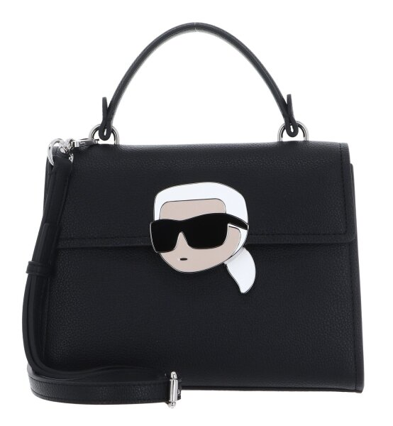 Karl Lagerfeld A2W30105 IKON shoulder bag, black, pebble texture, logo, recycled polyurethane, one size