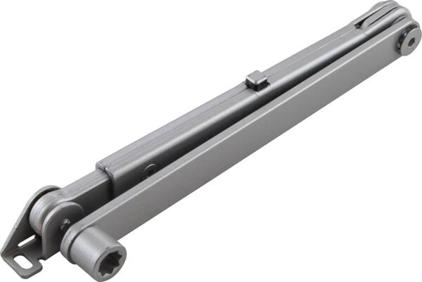 Dormakaba door holding arm, locking arm for TS 73 V/TS 83, door closer with shut-off function, arm linkage, silver