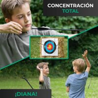 Bowrilla BOW109 Childrens Bow Set, Toy Archery, 6 Hybrid Carbon Arrows, 3 Targets, Arrow Set for Children