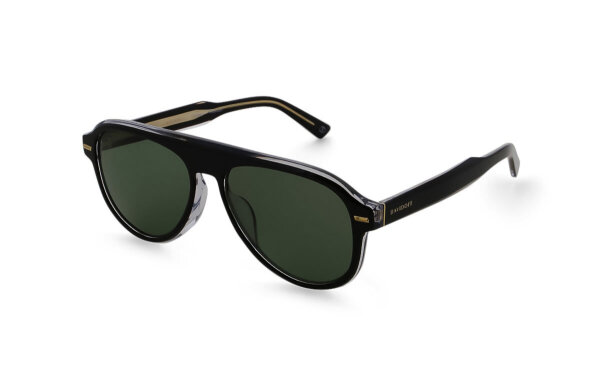Davidoff mens sunglasses DAPS115-03, titanium frame black, polarized green lenses, lens width 57 mm, bridge 15 mm, temples 145 mm