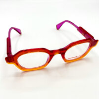 Etnia Barcelona womens glasses Bold Collection, model 5 BRUT31 47O CO, 47 mm lenses, transparent orange-pink frame, purple temples, gold details