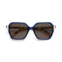 Etnia Barcelona womens glasses NAVAS 54S, 54 mm lens width, blue frame, Havana-colored temples, brown tinted lenses