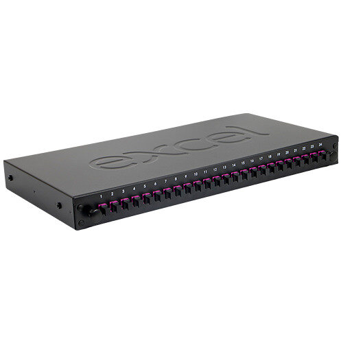 Excel Enbeam 200-952 Fiber Optic Patch Panel, 24-Port, OM4, 1U Rackmount, LC Duplex Multimode, Fiber Optic Patch Panel Network Cabinet