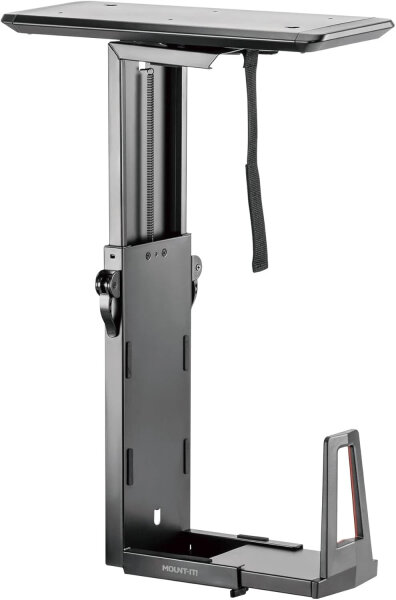 MOUNT IT MI-7172 Gaming CPU Mount, Under Desk, Adjustable, with Sliding Rail and Mounting Hardware, Black