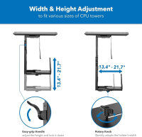 MOUNT IT MI-7172 Gaming CPU Mount, Under Desk, Adjustable, with Sliding Rail and Mounting Hardware, Black