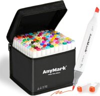 AnyMark Alcohol Marker Set, 100 Colors, Brush and Chisel...