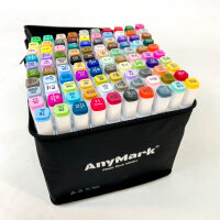 AnyMark Alkoholmarker Set, 100 Farben, Brush- und Keilspitze, Doppelspitze, Marker für Künstler, Skizzen, Illustration, Ausmalen