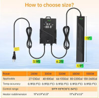 Hygger HGY0003 Aquarium Heater 800W, explosion-proof quartz glass, LED controller, temperature sensor, automatic shut-off, warning signal