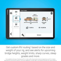 Garmin 1095, 10" GPS RV navigator, large display, individual RV routing, campsite directory, landscape/portrait format