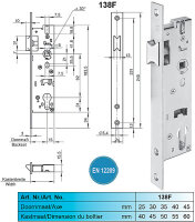 WILKA 138F.000021 DL Mortise Latch Lock, 35 mm, Stainless Steel Faceplate, Door Lock, Robust Lock for Interior Doors