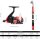 Fishing rod set, 2 x 213 cm telescopic rods, 2 spinning reels, complete set for beginners and professionals, lightweight & portable