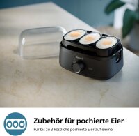 Philips HD9137/90 Eierkocher, 400 W, für 6 Eier, Family Size, weich/mittel/hart/pochiert, kompakt, leicht zu reinigen, inkl. Pochierschale & Eierschneider