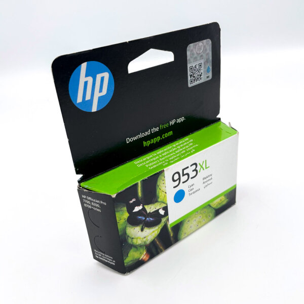 HP 953XL F6U16AE Tintenpatrone Cyan, Original, ca. 1450 Seiten, passend für OfficeJet Pro 7700/8200/8700 Serie