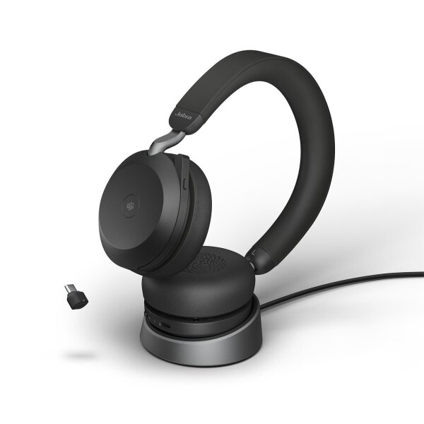 Jabra Evolve2 75, wireless headset with charging dock, 8-microphone technology, for PC and Unified Communications