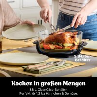 Ninja CRISPi FN101EUGY Hot Air Fryer, 3.8L, 1700W, 4-in-1 Air Fryer, compact, 2 glass containers, lid, grey, for 6 servings