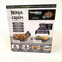 Ninja CRISPi FN101EUGY Hot Air Fryer, 3.8L, 1700W, 4-in-1 Air Fryer, compact, 2 glass containers, lid, grey, for 6 servings