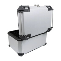 Aluminium Motorrad-Topcase Modell 130, 9 kg, 62x46x39 cm, abschließbar, wasserdicht, inkl. Befestigung & Innenfutter, silber/schwarz