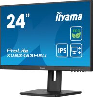 iiyama ProLite XUB2463HSU-B1 Monitor, 23,8 Zoll, Full-HD IPS, 100 Hz, HDMI/DP/USB 3.2, höhenverstellbar, Pivot, FreeSync, Slim-Design, Schwarz