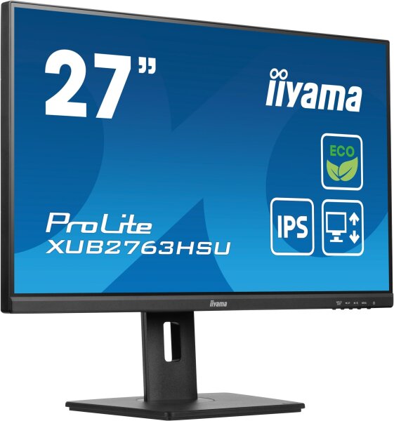 iiyama ProLite XUB2763HSU-B1, 27" Full-HD Eco IPS Monitor, 100 Hz, 1 ms, Eyesafe 2, HDMI/DP/USB, höhenverstellbar, Slim-Bezel