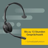 Jabra Engage 75 SE Mono Headset, wireless, headband cushion, base station, USB-C/USB-A cable, desk phone cable, power adapter, instruction manual