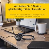 Jabra Engage 75 SE Mono Headset, wireless, headband cushion, base station, USB-C/USB-A cable, desk phone cable, power adapter, instruction manual