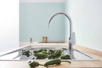 GROHE BauEdge 31367001 Kitchen Faucet, Single Lever Mixer, 223 mm Spout, Chrome, 1-Hole Installation, Waterfall Spout