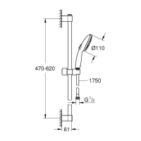 GROHE Tempesta 110 27794_3 Shower rail set, 600 mm, 3 spray patterns, 13.5 l/min, chrome, shower system