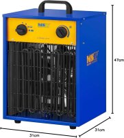 MSW Motor Technics 10060843 Electric Construction Heater, 9000 W, 400 V, rectangular fan heater, 3 speeds, ideal for drying plastered walls