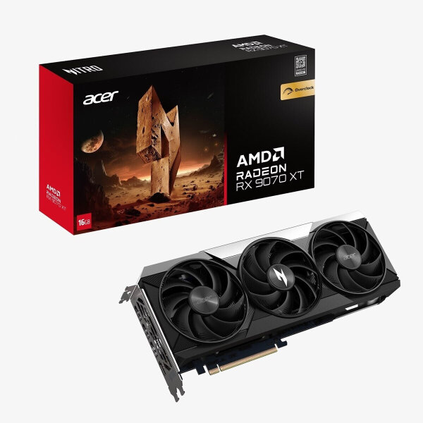 Acer Nitro RX 9070 XT OC Grafikkarte, 16GB GDDR6, PCIe, AMD Radeon, DP.Z4DWW.P01, DisplayPort, High-End Gaming