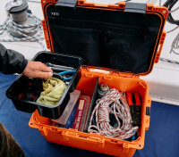 YETI LoadOut GoBox 30 King Crab Orange, robust equipment case, waterproof transport box for accessories, versatile use