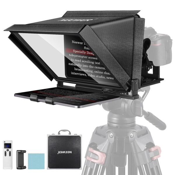 NEEWER X12 Teleprompter, 14 inch, remote control, adjustable beam splitter glass, 75% light transmission