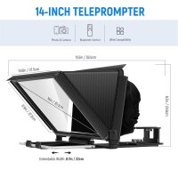 NEEWER X12 Teleprompter, 14 inch, remote control, adjustable beam splitter glass, 75% light transmission