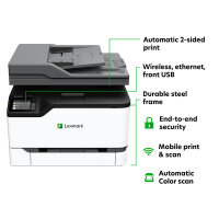 Lexmark XC2326 Color Multifunction Printer, 220–240 V, 2.6 A, for CX330/CX430/MC3200/MC3300/MC3400/XC2300 Series, Grey/White