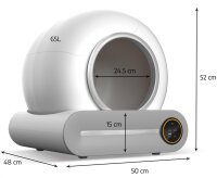 Petlux V2, automatic cat litter box, 52x48x50 cm, self-cleaning, app-controlled, electronic odor filter, white