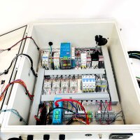 Industrial control cabinet with Novus N1040 controller, Mean Well NDR-240-48 power supply, RS485, Ethernet, emergency stop, control cabinet