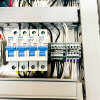Industrial control cabinet with Novus N1040 controller, Mean Well NDR-240-48 power supply, RS485, Ethernet, emergency stop, control cabinet