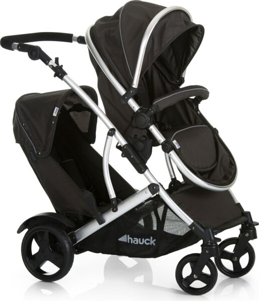 Hauck Duett 2, twin stroller, double seat, reversible seats, removable second seat, height-adjustable handle, black