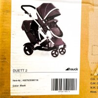 Hauck Duett 2, twin stroller, double seat, reversible seats, removable second seat, height-adjustable handle, black