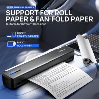 POLONO A4 Mobile Thermal Printer, Wireless, 21.6 x 27.9 cm, Smart AI App, Compatible with iOS/Android/Laptop, Portable for Office, Car, Travel, Black