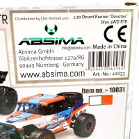 Absima Desert Runner Devotee 10033, 1:20 RC Elektro-Truggy, 4WD, RTR, 2,4 GHz, 12 km/h, blau