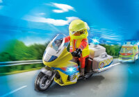 PLAYMOBIL City Life 71205 Ambulance Doctor Motorcycle, with light function, batteries included, 20-piece set, for children aged 4 and up